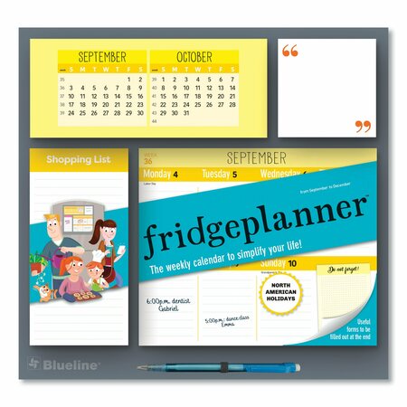 BLUELINE Fridge Planner Magnetized Weekly Calendar w/Pads + Pencil, 12x12.5, 16-Month Sept-Dec: 2024-2025 C174120A